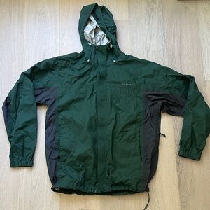 Ll bean Men's Green and Gray windbreaker rain Jacket sz large